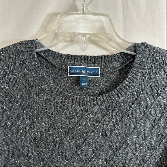 Karen Scott Womens Diamond Cable Knit Sweater Charcoal Grey Small - Picture 3 of 7